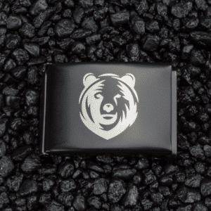 LIQUIDATION - boucle de ceinture militaire noire pour sangle 1,5po - gravée au laser : Grizzly