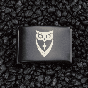 LIQUIDATION - Black military belt buckle for 1.5" webbing - laser engraved: Owl