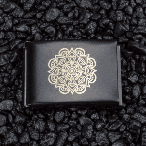 LIQUIDATION - boucle de ceinture militaire noire pour sangle 1,5po - gravée au laser : Mandala 2