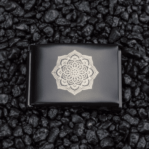 LIQUIDATION - Black military belt buckle for 1.5" webbing - laser engraved: Mandala 3