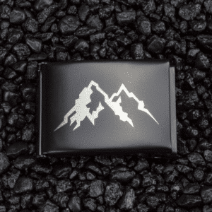LIQUIDATION - Black military belt buckle for 1.5" webbing - laser engraved: Mountain