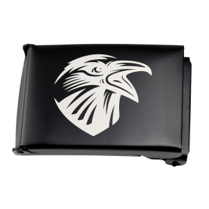 Boucle de ceinture militaire noire pour sangle 1,25po - gravée au laser : corbeau