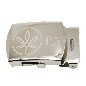 Nickel-finished military belt buckle for 1.25" webbing - laser engraved: Leaf 0.3 (Type 2)