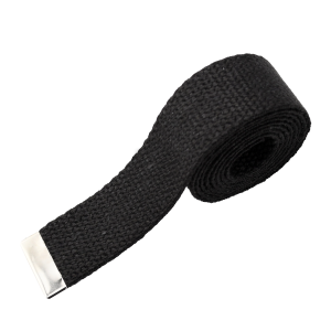Black hemp belt strap with 1.25" nickel tip